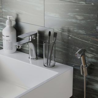 Смеситель для раковины Paini Garda 76CR205/574 с гигиеническим душе хром